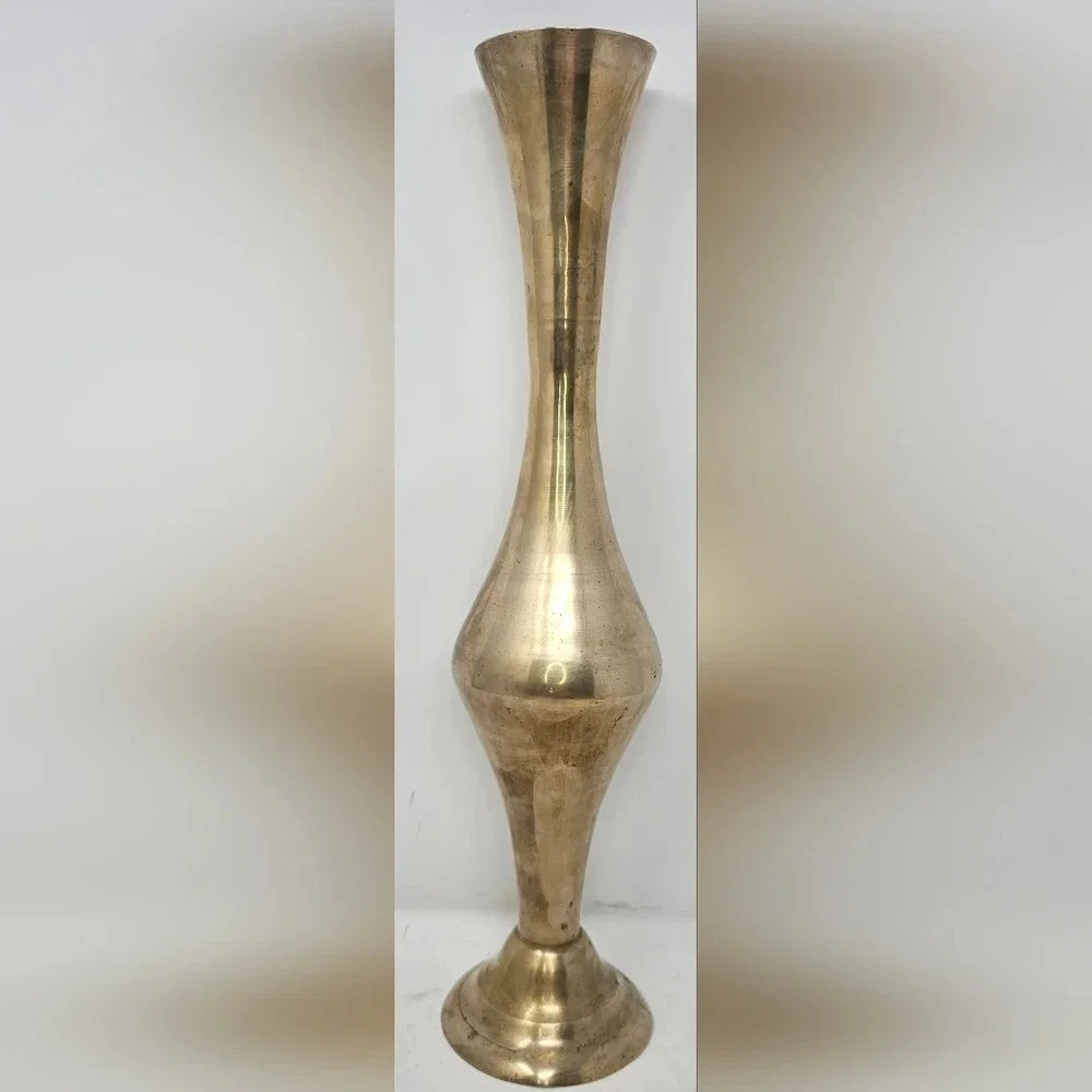 16” inch Tall brass Gold Floor Vase